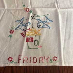 Vintage embroidered tea towel